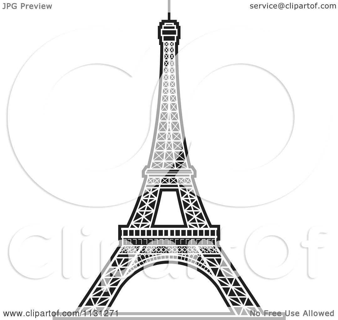 1080x1024 Clipart Of A Black And White Eiffel Tower 2