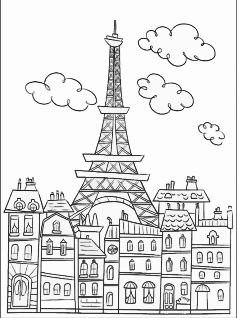 763x1024 Eiffel Tower Coloring Page New Picture Pages For Kids Printable