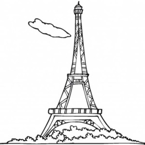 300x300 Eiffel Tower With Clouds Coloring Page Eiffel Tower With Clouds