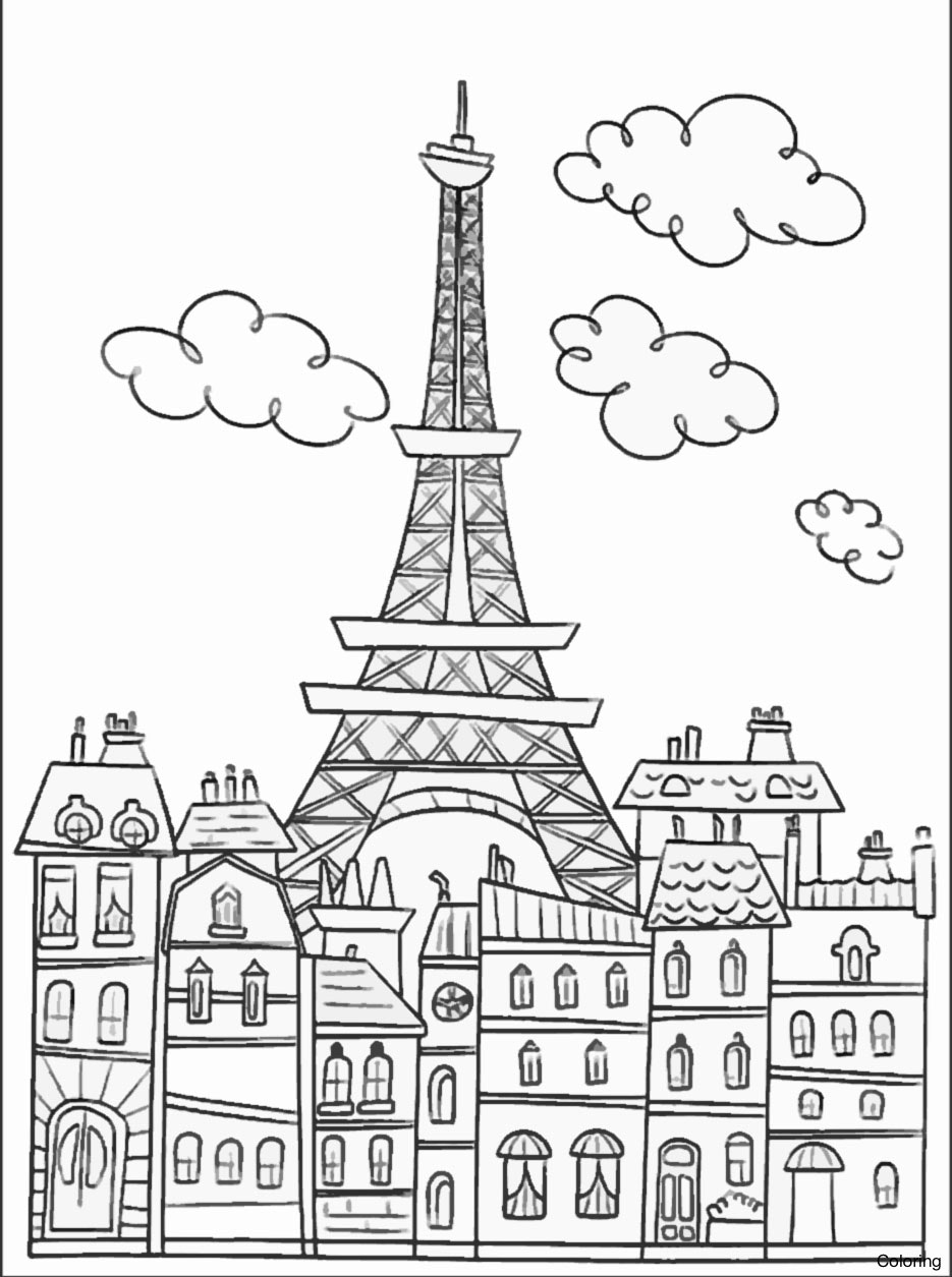 935x1255 Eiffel Tower Coloring Pages Page Printable Picture 5f Kawaii