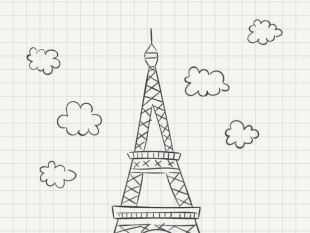 310x233 Eiffel Tower Drawing With Heart Free Vector Free Vectors Ui