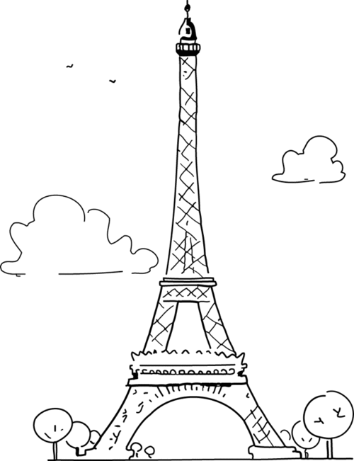 500x651 Torre Eiffel Desenho Fofo