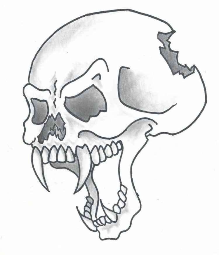750x873 Drawing Easy Awesome Drawings Of Skulls With Awesome Easy