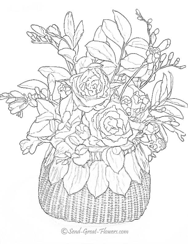 612x792 Hard Coloring Pages Of Vases Of Flowers Vegtable Coloring Pages