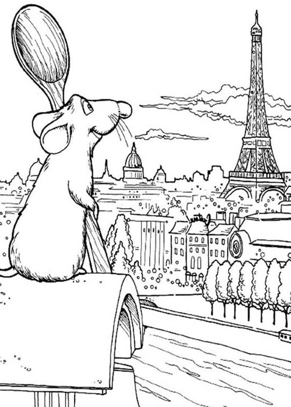 600x840 Coloring Pages Ratatouille Admiring Eiffel Tower Coloring Pages