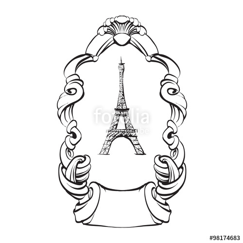500x500 Eiffel Tower Paris Sketch Vector Outline Stock Image And Royalty
