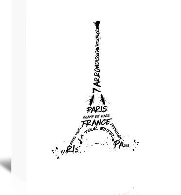 372x400 Digital Art Eiffel Tower Textual Art On Wrapped Canvas In Black