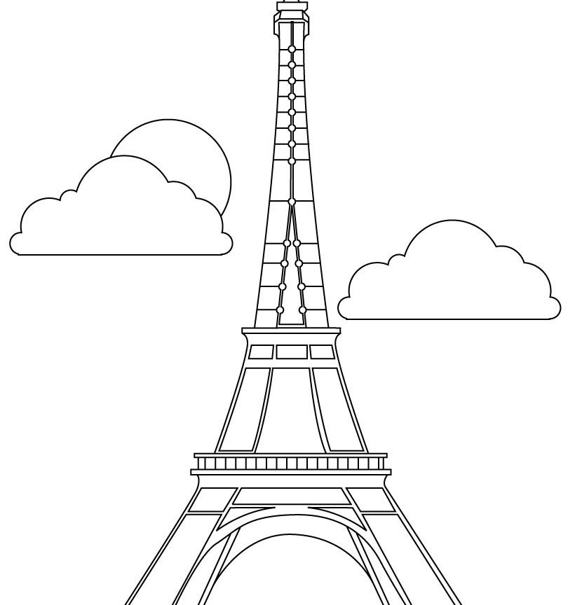 820x864 Eiffel Tower Coloring Page Free Download Pages For Kids Printable