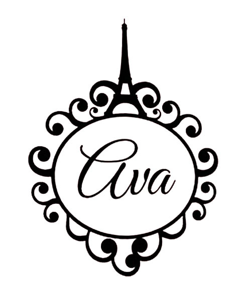500x591 Eiffel Tower Monogram Paris Girls Customer Name Art Wall Sticker