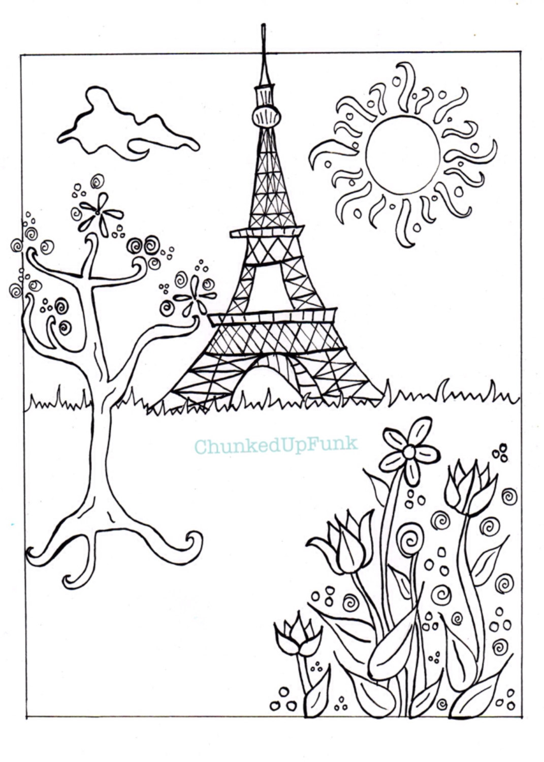 1071x1500 Paris Illustration Pdf Coloring Page Paris In Spring City