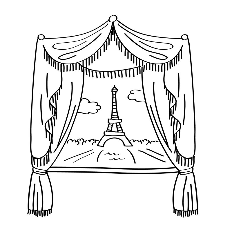 800x800 Dana Decals Paris Window And Eiffel Tower Doodle Scene Small Wall