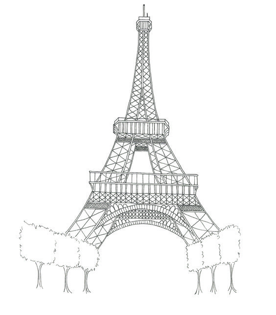 564x644 Printable Eiffel Tower Coloring Pages Free Eiffel Drawings
