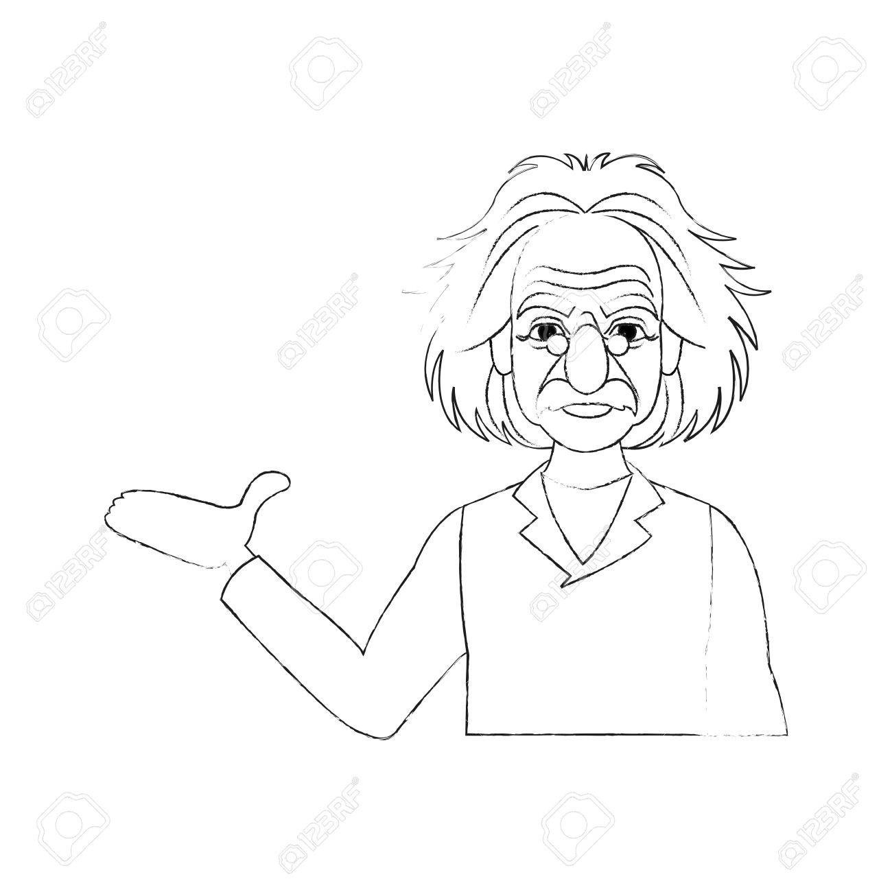1300x1300 Albert Einstein Icon Image Sketch Line Vector Illustration Design