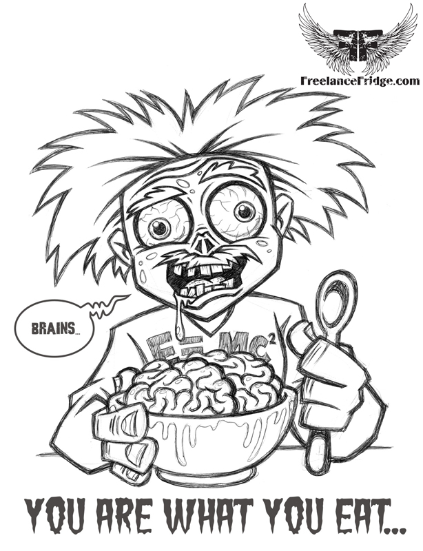 614x800 Zombie Einstein Freelance Fridge Illustration Amp Character Design