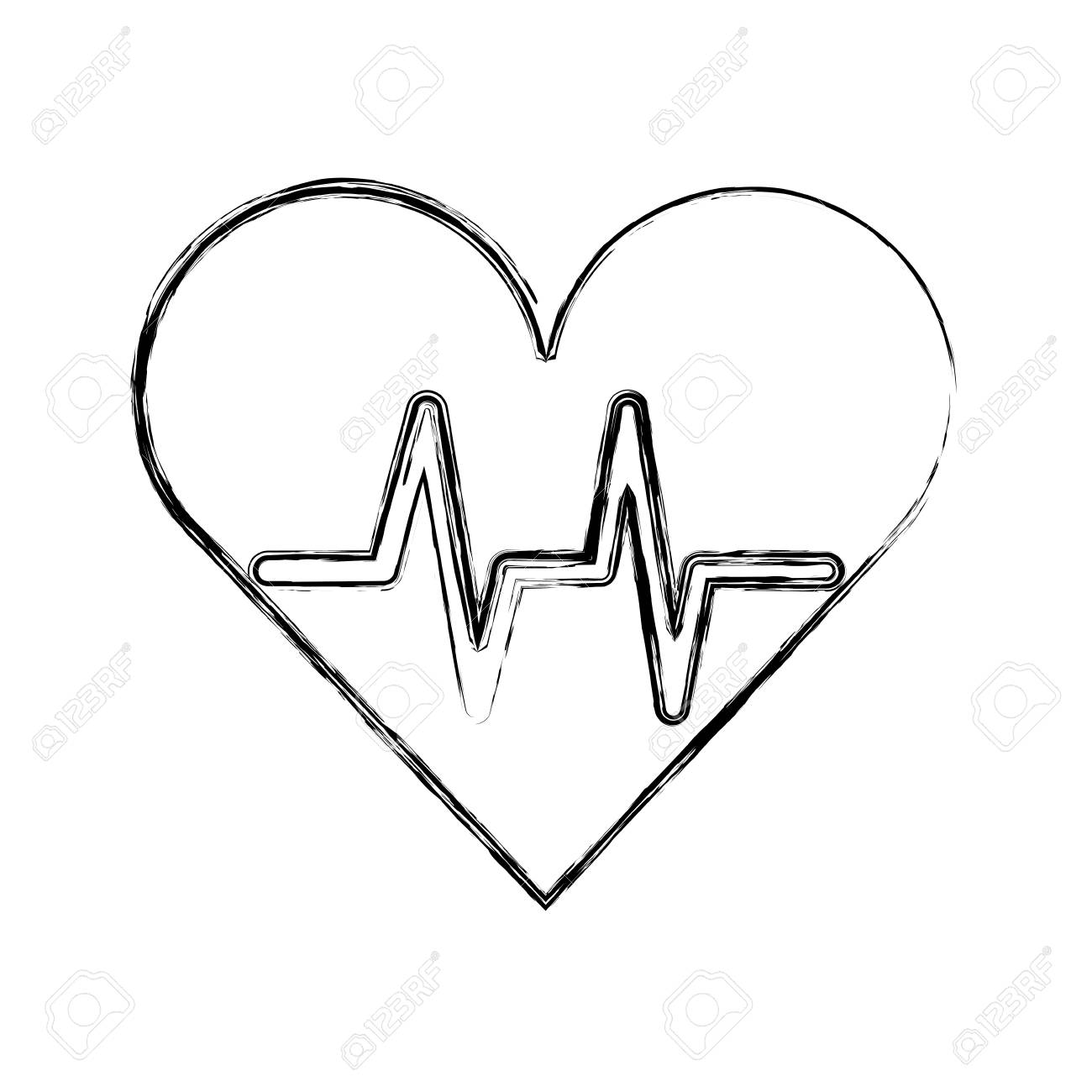 1300x1300 Sketch Draw Heart Beat Pulse Cartooon Vector Graphic Design