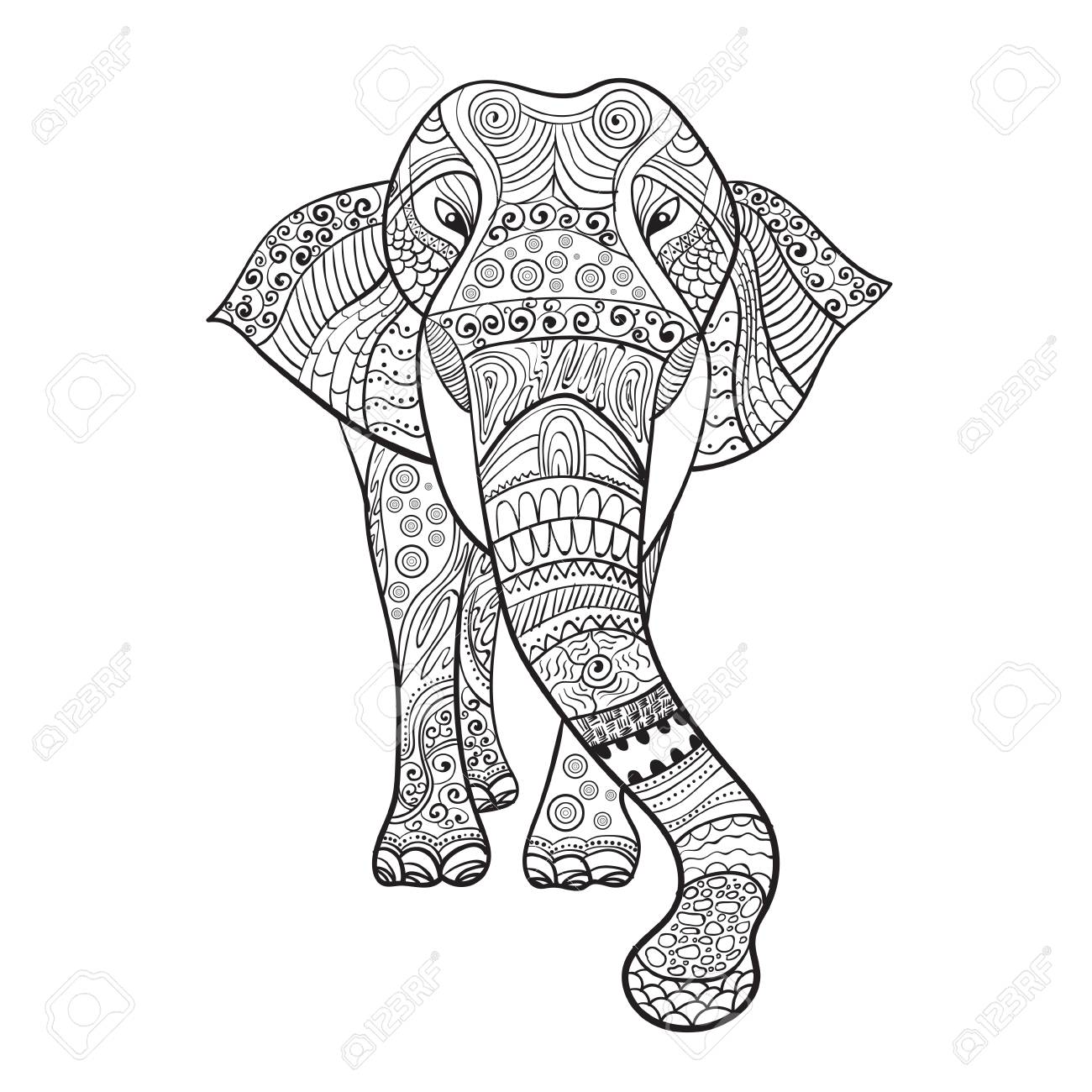 1300x1300 Elaphant Zentangle Animal For Coloring Book Vector Illustration