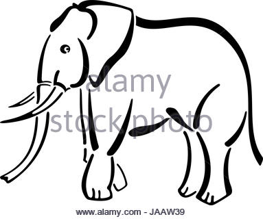 383x320 Tattoo Style Illustration Of An Elephant Head With Trunk Raised Up