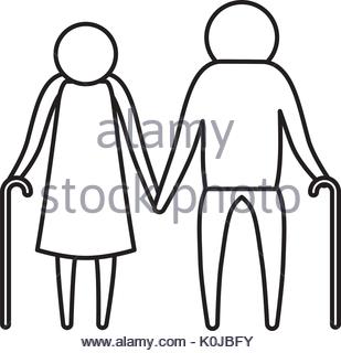 309x320 A Silhouette Of A Senior Elderly Couple In Conversation. Model