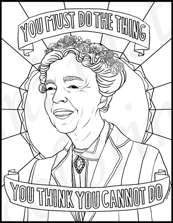 570x738 Eleanor Roosevelt Portraits Coloring Pages For Adults