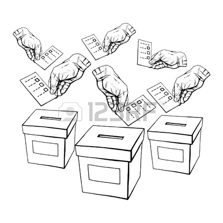 450x450 Hand Drawn, Vector, Sketch, Illustration Of Vote Or Voting Royalty