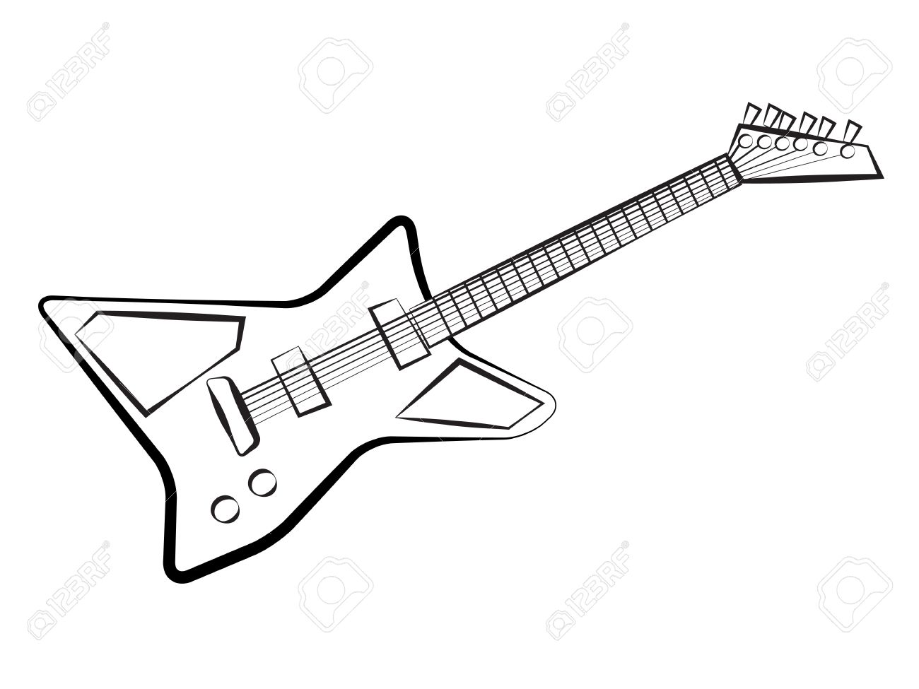 1300x975 Electric Guitar Sketch Royalty Free Cliparts, Vectors, And Stock