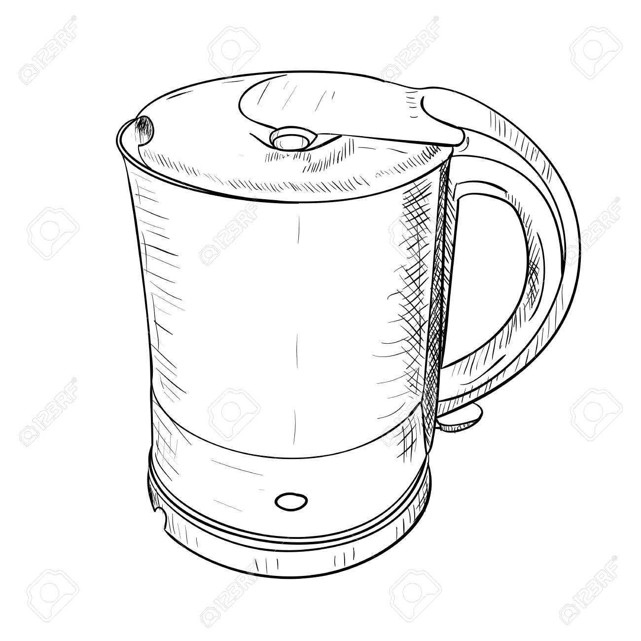 1300x1300 Vector Sketch Of Electric Kettle. Hand Draw Illustration. Royalty