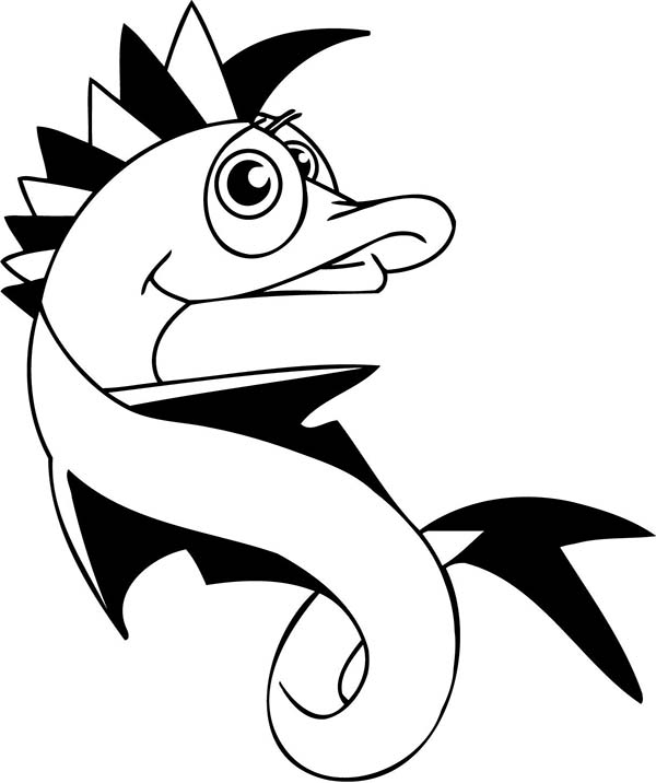 600x716 Spikey Hair Eel Coloring Page Color Luna