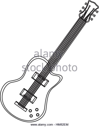 422x540 Monochrome Contour Electric Guitar Vector Stock Photos