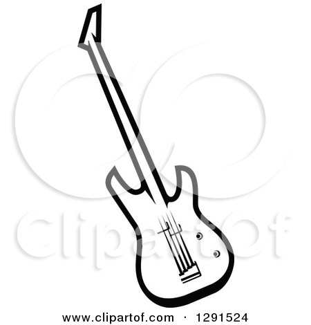 450x470 Clipart Of A Black And White Electric Guitar