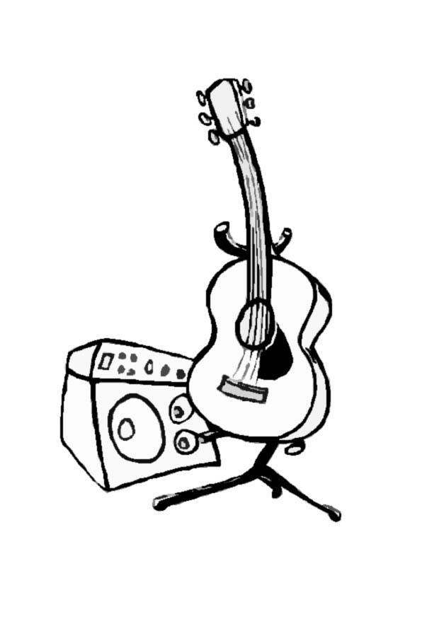 620x875 Coloring Page Guitar And Amp