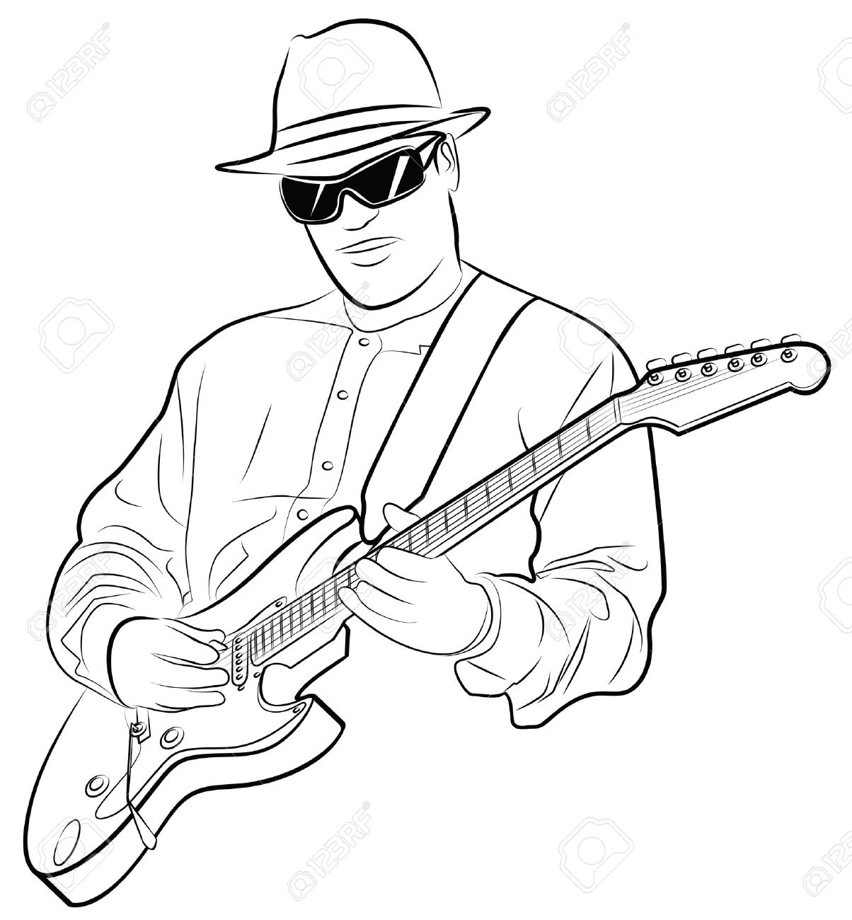 1204x1300 Man Playing Guitar Drawing Vector Illustration Of A Man Playing
