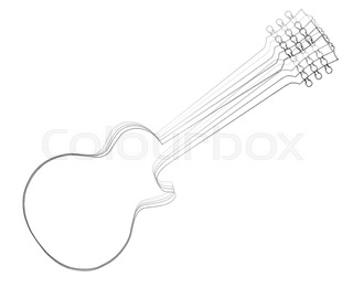 320x260 Musical Instrument, Acoustic Guitar, Black Silhouette On White