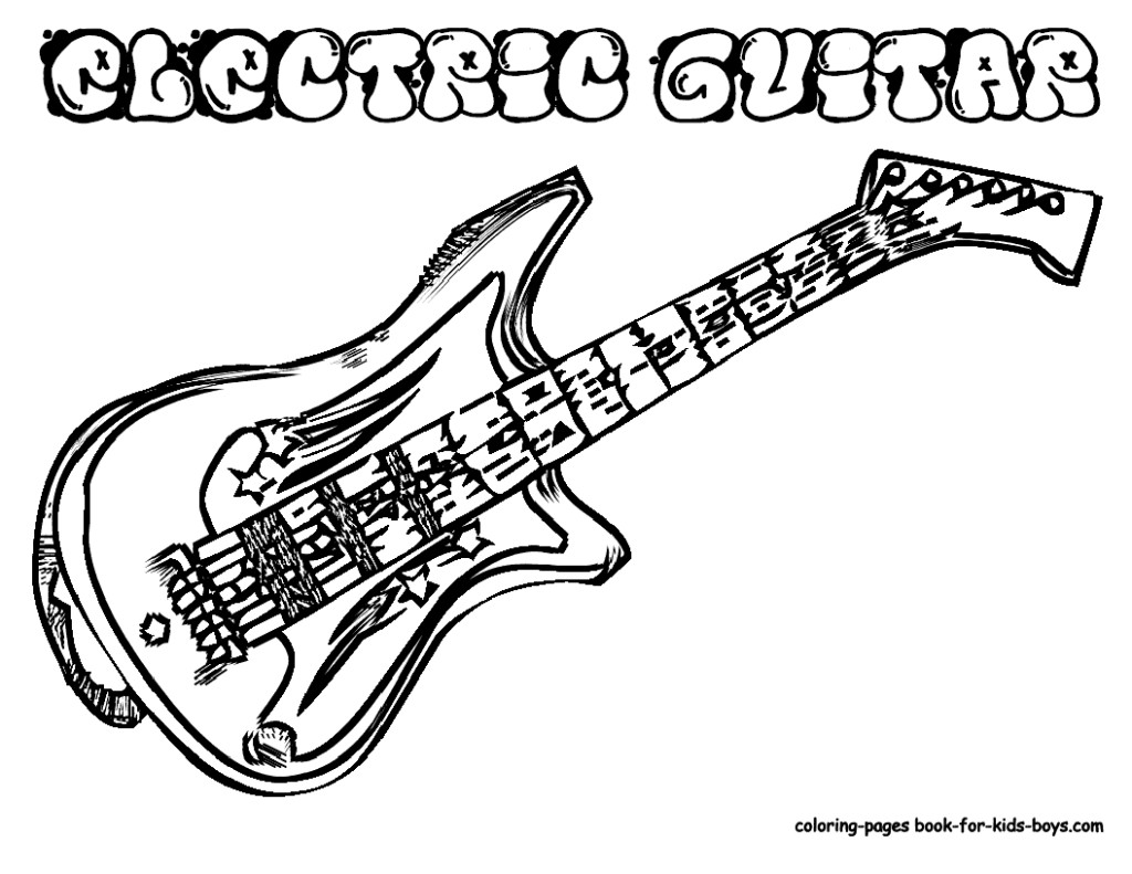 1024x791 Electric Guitar Coloring Page