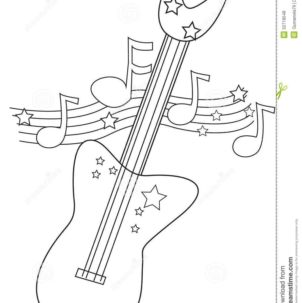 1048x1050 Good Acoustic Guitar Coloring Page Printable And Electric Pages