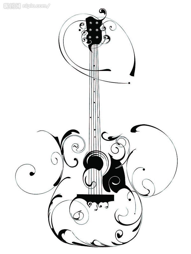 768x1024 Guitar Drawings Clipart