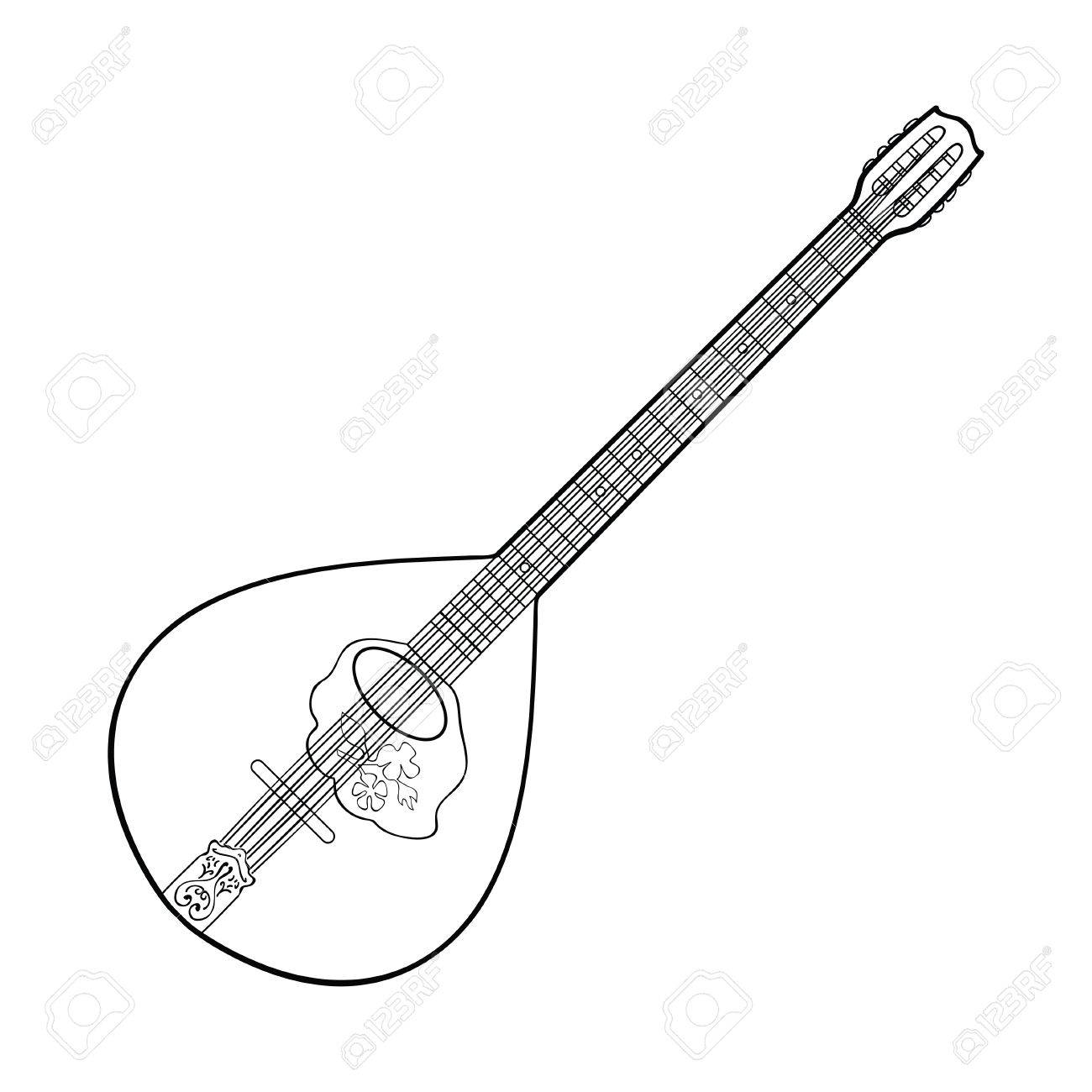 1300x1300 Irish Bouzouki In Hand Drawn Tehnique. Vector Illustration Royalty