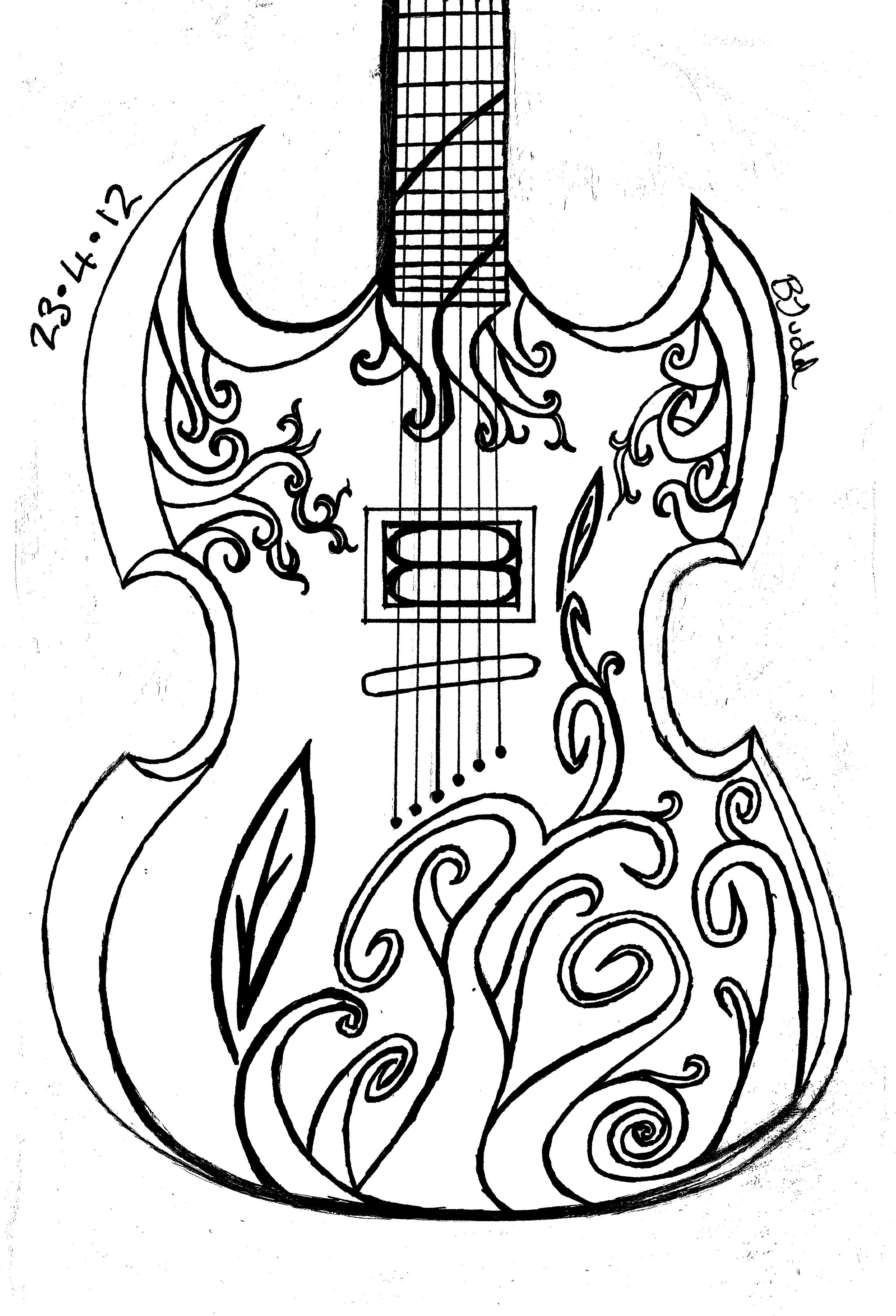3285x4826 Big Guitar Outline Drawing Collection
