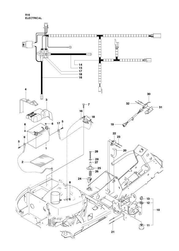 585x820 Husqvarna Rider 16 (965161601) Ride On Mower Electrical Spare