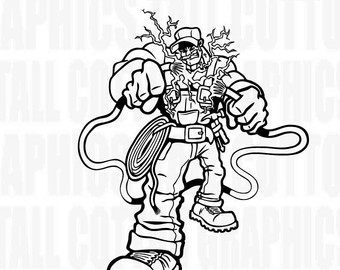 340x270 Electrician Cartoon Etsy