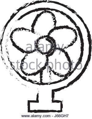 300x388 Black And White Drawing Of Ceiling Fan Stock Photo, Royalty Free