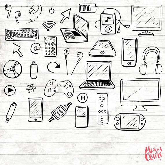 570x570 50% Off Gadgets Clipart Hand Drawn Electronics Clipart Bullet