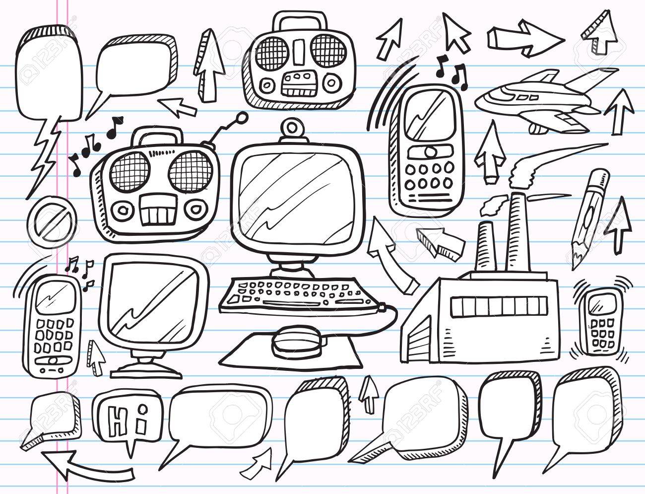 1300x995 Notebook Doodle Electronics Work Business Design Elements Vector