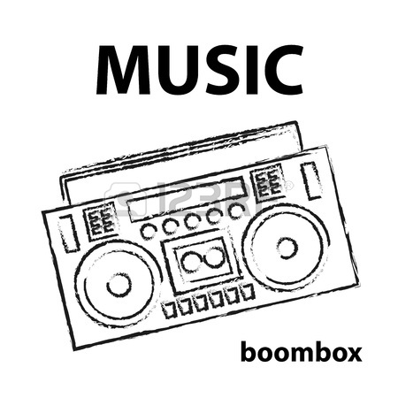 450x450 Boombox Vector Drawing Illustration Retro Sketch Art Royalty Free