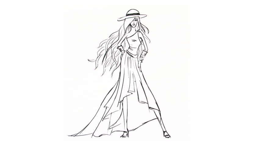 852x480 Animation Of Drawing Elegant Bride In Black White A Minimal Style