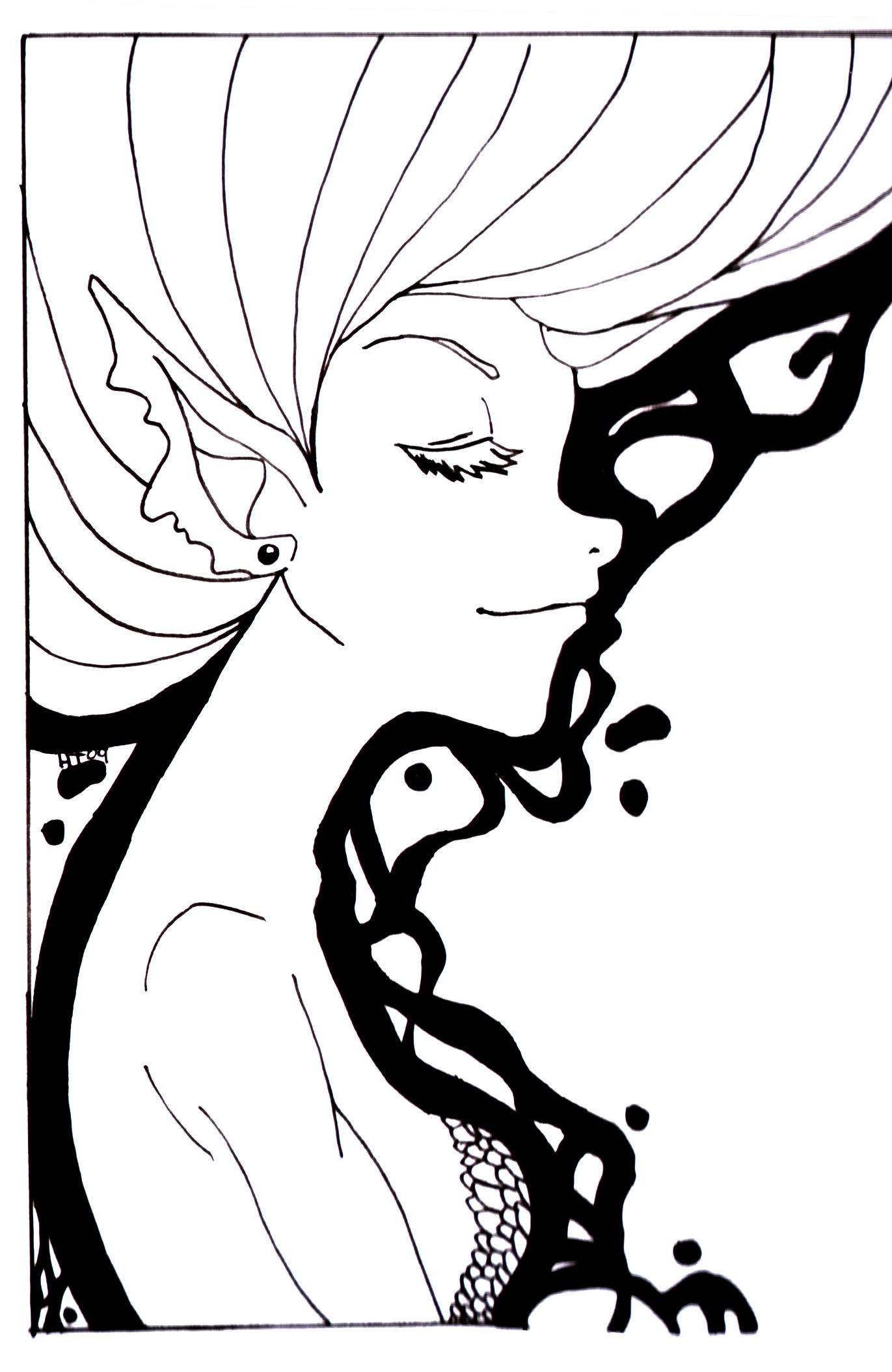 1371x2109 Fairy Element Water Lineart By Coralinecaroline