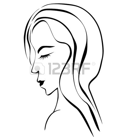 411x450 Woman Face Vector Element Drawing For Design Royalty Free Cliparts