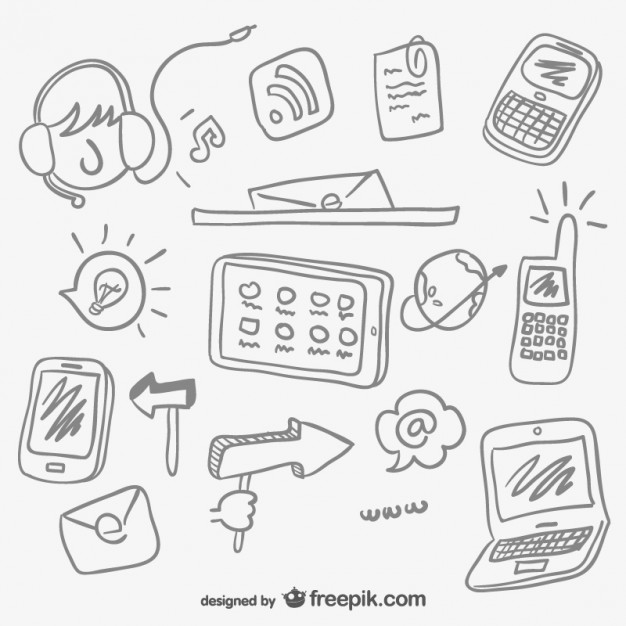 626x626 Internet Elements Sketches Vector Free Download