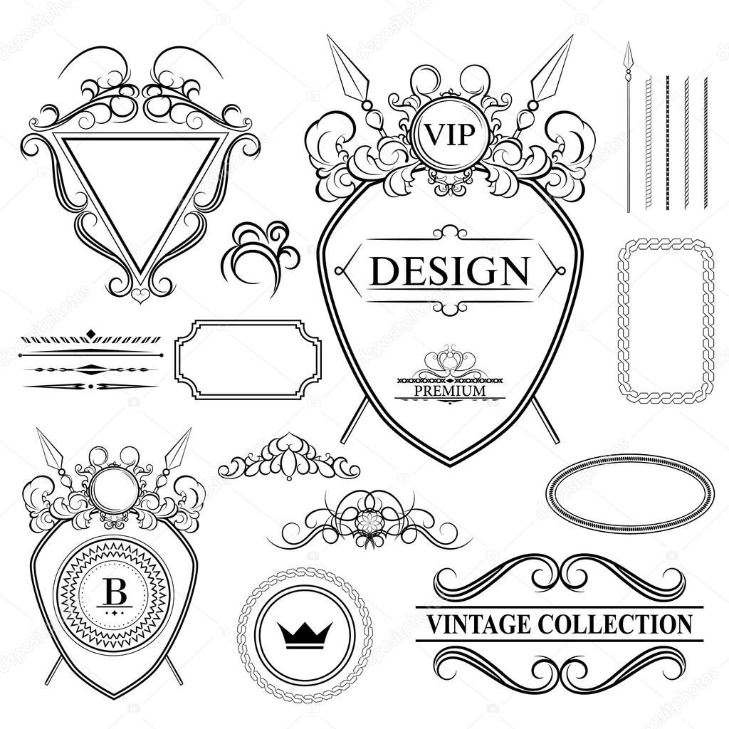 1024x1024 Vintage Set Decor Elements For Menu. Elegance Old Hand Drawing S