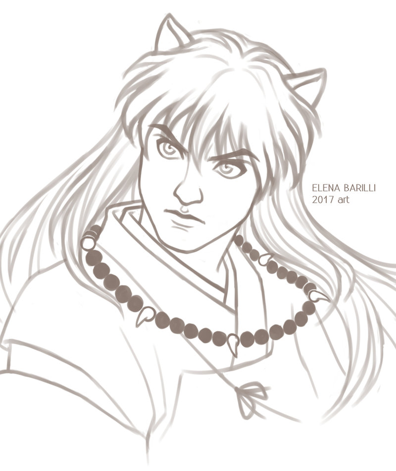 800x952 Inuyasha Sketch By Elena Barilli