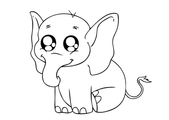 700x500 Color Pages Of Cute Easy Animal Baby Elephant Coloring Pages